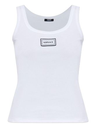 Versace Scoop Neck Sleeveless Top with Embroidered Detail
