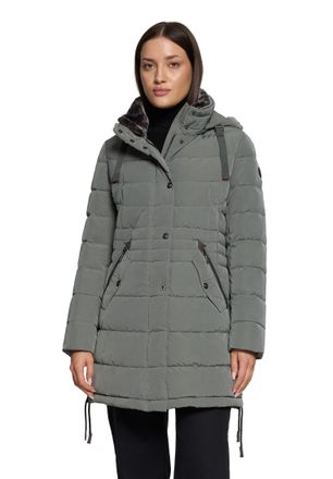 Gil Bret Steppjacke GIL BRET, Damen, Gr. 42, grau (salvia), Web, Obermaterial: 100% Polyester, unifarben, figurbetont kniefrei, Rundhals, Jacken Steppjacke, mi