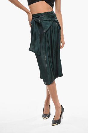 Dries Van Noten Satin Midi Skirt with Front Bow Dries Van Noten