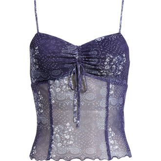 BP. Mesh Camisole in Blue Penny Paisley at Nordstrom, Size Xx-Small
