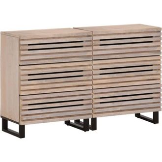 vidaXL Credenze 2 pz 60x34x75 cm in Legno Massello di Mango vidaXL