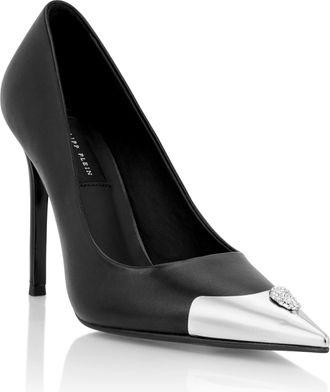 Philipp Plein Nappa Decollete Hi-Heels Pump H105 Skull Toe