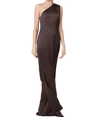 Toccin Callum One Shoulder Gown In Espresso
