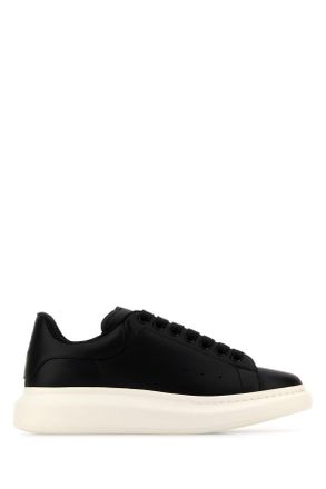 Alexander McQueen Black Leather Sneakers With Black Leather Heel