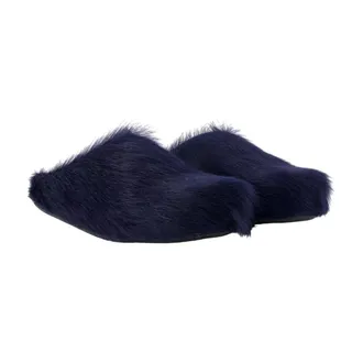 Marni Mens Fussbett Sabot Flat Blue Calfskin