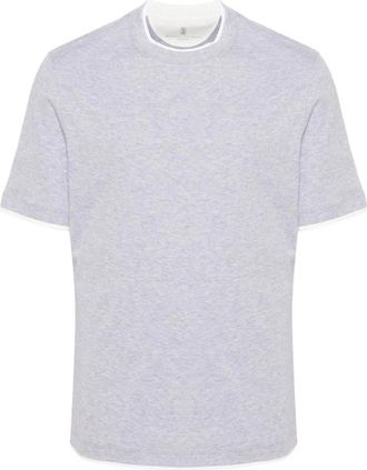 Brunello Cucinelli Girocollo M/C T-Shirt - Heren - T-shirts - Grijs - S - Katoen - Tops
