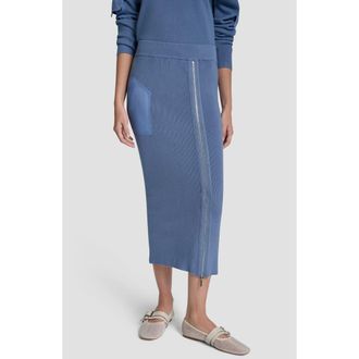 DKNY Zipper Slit Midi Sweater Skirt in Liberty Sky at Nordstrom, Size X-Small