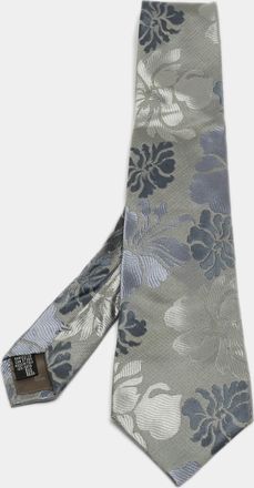 Emporio Armani Grey Floral Patterned Silk Traditional Tie