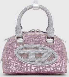 Diesel 1DR Dome - Small bowling bag in crystal Lurex - Crossbody Bags - Woman - Pink