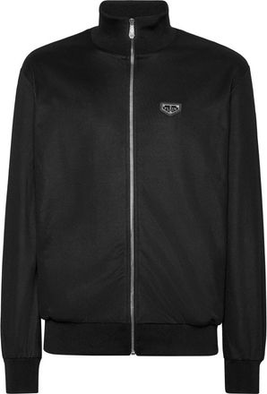 Philipp Plein Jogging Jacket LS Iconic Plein - Heren - Vesten met rits - Zwart - 2XL - Katoen - Hoodies & sweatvesten
