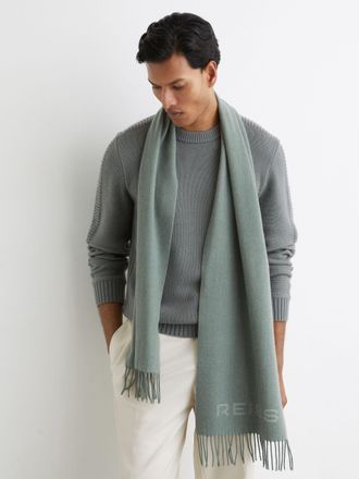 Reiss Soft Sage Green Picton Wool-cashmere Scarf
