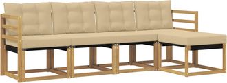 vidaXL Conjunto De Sof&aacute;s De Exterior 5 Uds. Y Beige Vidaxl