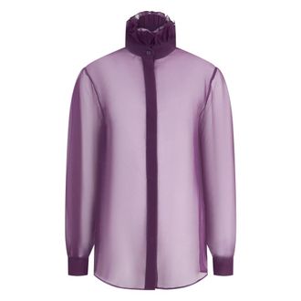 Alberta Ferretti Overhemden, Dames, Paars, M, Elegant shirt met hoge kraag