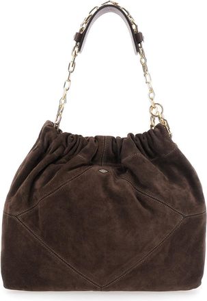 BA&SH Womens Shoulder Bag June Brown Suede