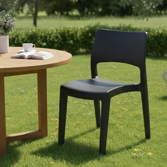 Dmora Silla De Exterior Tropea, Silla Para Mesa De Comedor, Sill&oacute;n De Exterior, Asiento De Jard&iacute;n, 100% Made In Italy, 50x51h82 Cm, Antracita, Con Embalaje 