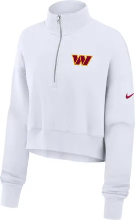 Nike Washington Commanders Primetime Phoenix Nike Womens NFL Oversized Cropped 1/4-Zip Crew in White | 01N910A9E-LCD