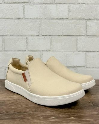 Revere Comfort Shoes Womens Attica Slip-On Canvas Sneakers In Beige