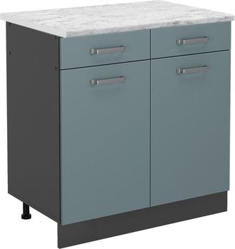 Vicco Mueble Bajo De Cocina R-line, Gris Azulado, 80 Cm Et M&aacute;rmol, Vicco
