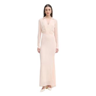 Patrizia Pepe Ppy 2-Sud 18I Maxi Jurk - Dames - Avondkleed - Beige - S - Polyester - Kleedjes