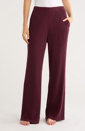 Lunya Waffle Soft Wide Leg Pants in Vint Merlot at Nordstrom, Size X-Large
