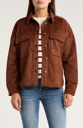 Vigoss Faux Suede Shacket in Chocolate at Nordstrom Rack, Size Large