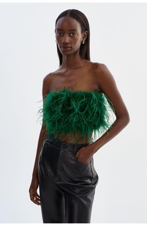 LaMarque Zaina | Feather Bustier in Bottle Green at Nordstrom, Size X-Small
