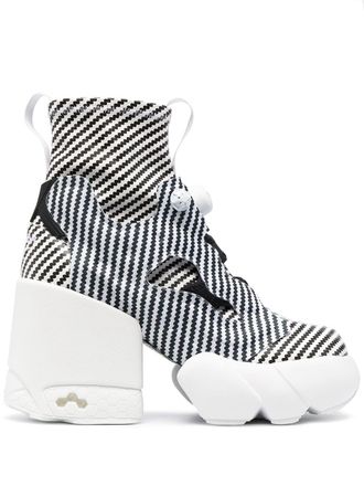 Maison Margiela x Reebok Tabi Instapump Fury Hi ankle boots - women - Polyester/Polyurethane/Rubber/Fabric/Calf Leather - 37.5 - Black