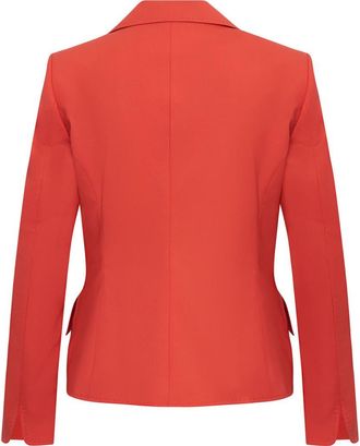 Maison Common Cool Wool Blazer With Flower Application in Coral Red at Nordstrom, Size 40
