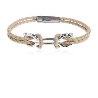 Ferragamo Gan Scoob Armband - Heren - Armbanden - Beige - S - Leer - Accessoires