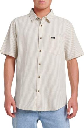 Quiksilver Oxford Stripe Classic Short Sleeve Button-Up Shirt in Moonstruck at Nordstrom, Size Xx-Large