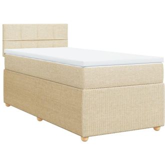 vidaXL Cama Box Spring Con Colch&oacute;n Tela Color Crema 90x190 Cm Vidaxl