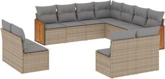 vidaXL Set De Sof&aacute;s De Jard&iacute;n 11pzas Con Cojines Rat&aacute;n Sint&eacute;tico Beige Vidaxl