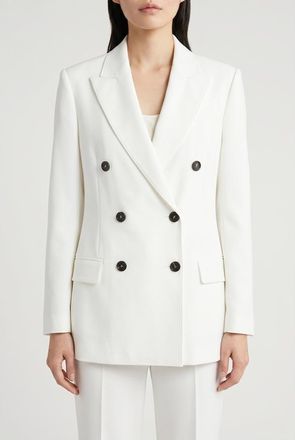 Brunello Cucinelli White Double Breasted Jacket, Brand Size 44 (US Size 10)