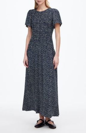Madewell Smocked Midi Dress in Midi Tossed Dot Flat Crepenavy at Nordstrom Rack, Size 2