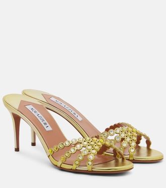 Aquazzura Tequila embellished leather mules