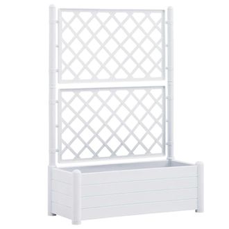 vidaXL Jardinera Con Enrejado Pp Blanca 100x43x142 Cm Vidaxl
