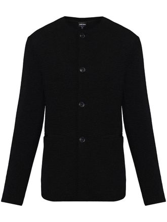 Giorgio Armani single-breasted jacket - men - Virgin Wool - 52 - Black