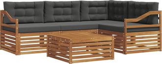 vidaXL Conjunto De Sof&aacute;s De Exterior 5 Uds. Natural Y Antracita Vidaxl