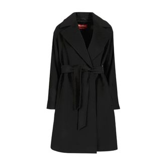 Max Mara Dravenna Wool Dressing Gown Coat - female - Max Mara Studio - Belted Coats - Black - 2XS - Coats