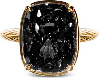 Sterling Forever Cushion Cut Statement Ring in Black/gold at Nordstrom, Size 10