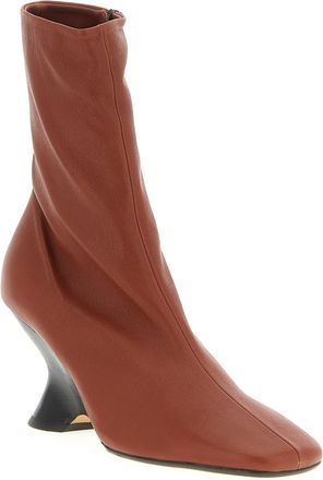 Dries Van Noten Womens Brown Calfskin Ankle Boots
