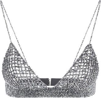 Golden Goose Beaded Top In Grey Mesh, Bralette Design