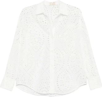 MC2 Saint Barth Cristal Broderie Anglaise Shirt - Dames - Overhemden - Wit - M - Katoen - Overhemden