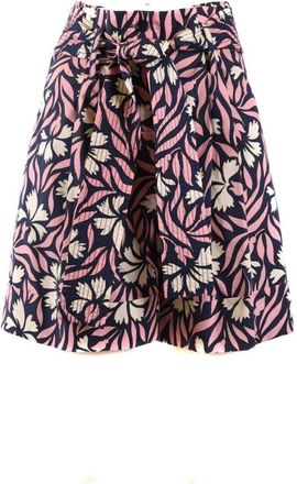 P.A.R.O.S.H. Bloemen Blauwe Katoenen Shorts voor Vrouwen - Dames - Bermuda - Veelkleurig - M - Katoen - Korte Broeken