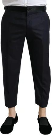 Dolce & Gabbana Blue Wool Cropped Tapered Mens Pants