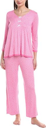 Ellen Tracy 2Pc Cropped Sleeve Top And Cropped Pant Pj Set
