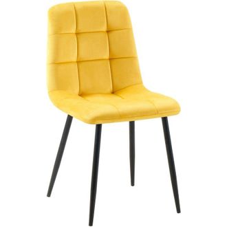 Clp Silla de comedor Antibes tapizada en terciopelo Amarillo