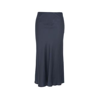 ottod'Ame Maxi Skirts, female, Blue, Size: S Elegant Satin Midi Skirt Aw25