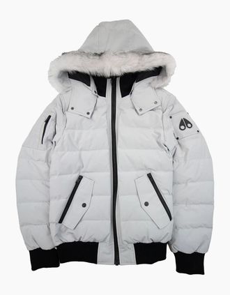 Moose Knuckles Mens Moose Knuckles Onyx Scotchtown Shearling Bomber Jacket Grey Birch Natural 1202 - White - Size: 44/Regular