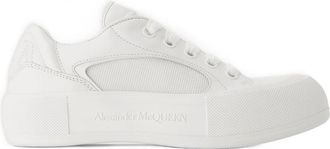 Alexander McQueen Womens Deck Sneakers White Calfskin